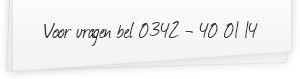 Voor vragen bel 0342 - 400114